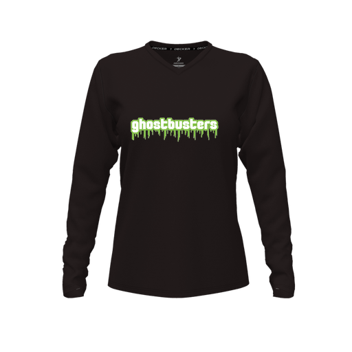 [FTLVCFBK-FYXS-LOGO2] Decker Comfort T-Shirt (Female Youth XS, Black, V Neck, Logo 2, Long Sleeve)