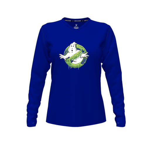 [FTLVCFRY-FYXS-LOGO1] Decker Comfort T-Shirt (Female Youth XS, Royal, V Neck, Logo 1, Long Sleeve)