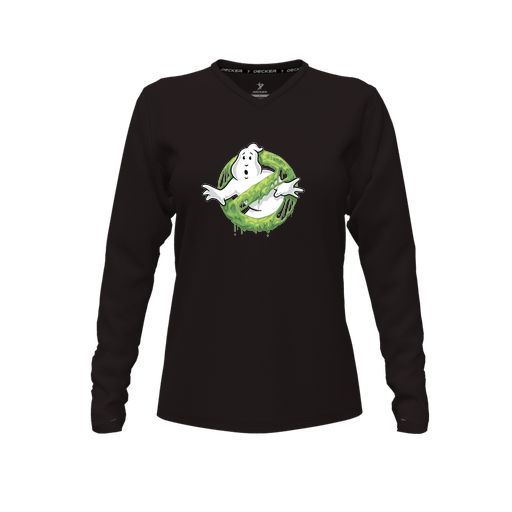 [FTLVPTBK-FYXS-LOGO1] Decker Performance T-Shirt (Female Youth XS, Black, V Neck, Logo 1, Long Sleeve)